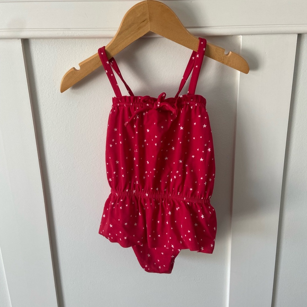 GAP Red Star Print Girls One-Piece Swimsuit